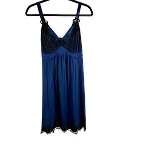 Set: NWT S/M Soma Black Velvet, Midnight-blue Lined Long Robe S/M & Nightgown S